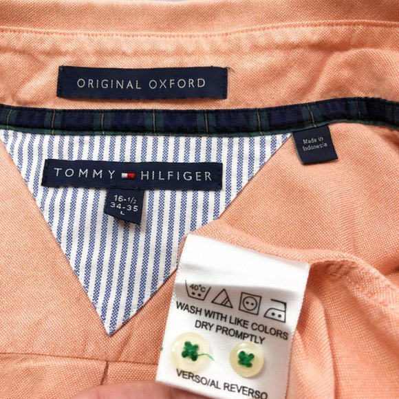 Tommy Hilfiger Peach Oxford Shirt 16.5 34/35 L - Picture 7 of 8